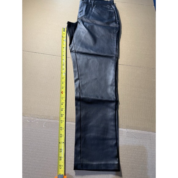 Venus Black Faux Leather Straight Pants Skinny Size 14 #6D - Picture 5 of 12